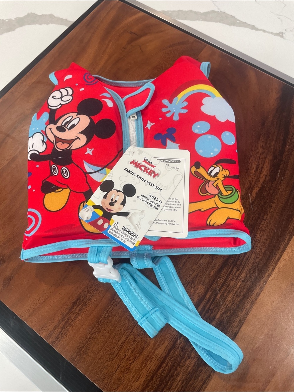 Disney Mickey Mouse Red Swim Vest with Light Blue Trim